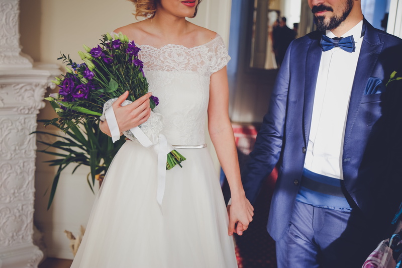 flower arrangement, formalwear, people, wedding, life events, bride, flowering plant, young adult, bridegroom, bouquet, event, standing, celebration, positive emotion
