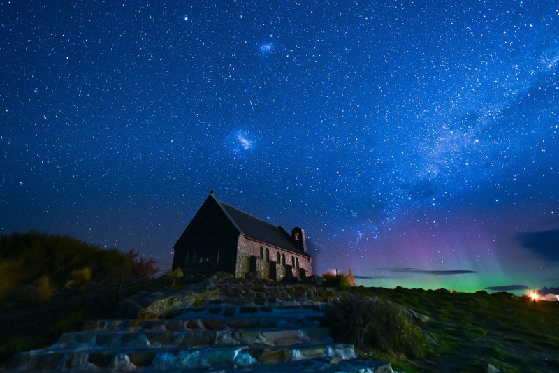 star, Southern Lights, built structure, scenics - nature, galaxy, science, night, lights, space, 5K, star - space, nature, outdoors, cabin, star field