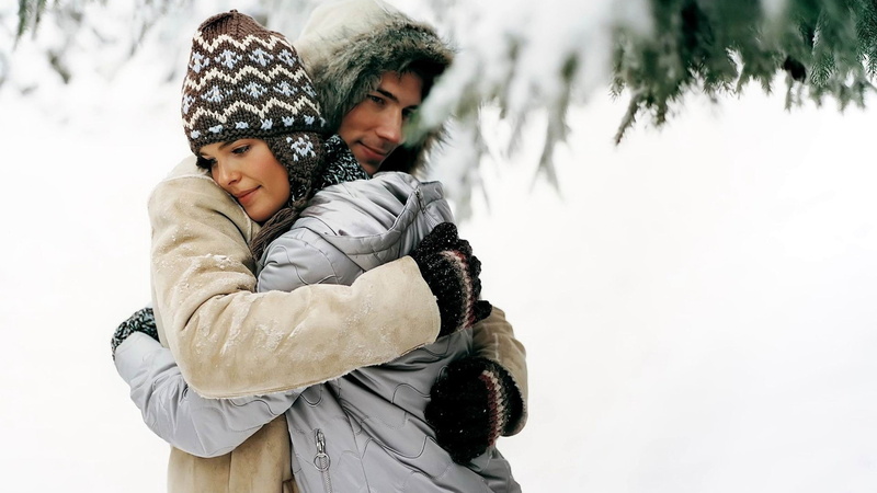 wallpapers, long, hug, awaited, love, couple, snow, 2K, winter, romantic, hd