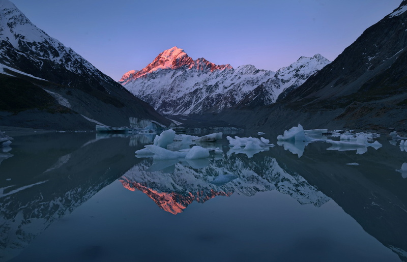 lake, Southern Alps, peaks, ice, the highest point of New Zealand ...