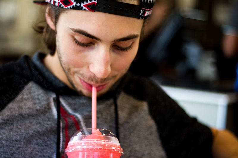 adult, icee, fun, close-up, phoenix, refreshment, taco bell, boy, united states, portrait, leisure activity, red, black, 5K, one person, straw, young men