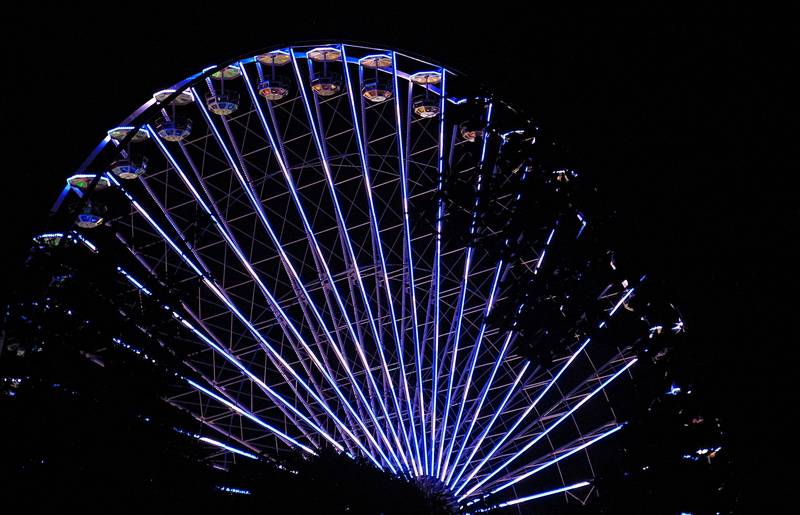 abendstimmung, arts culture and entertainment, 4K, outdoors, light, blue, illuminated, carnival, wheel, purple, amusement park, year market, structural