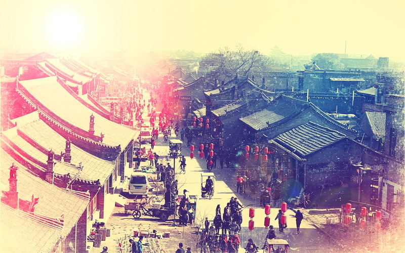 lanterns, cityscapes, Streets, nature, china, art, Market, 1080P, asian, architecture, hd, villages, sunlight