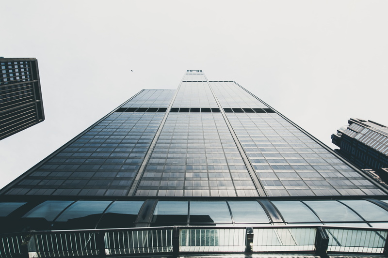 high, city, blue, building exterior, outdoors, looking up, tower, building, built structure, facade, 5K, downtown, exterior, no people, photography, glass - material