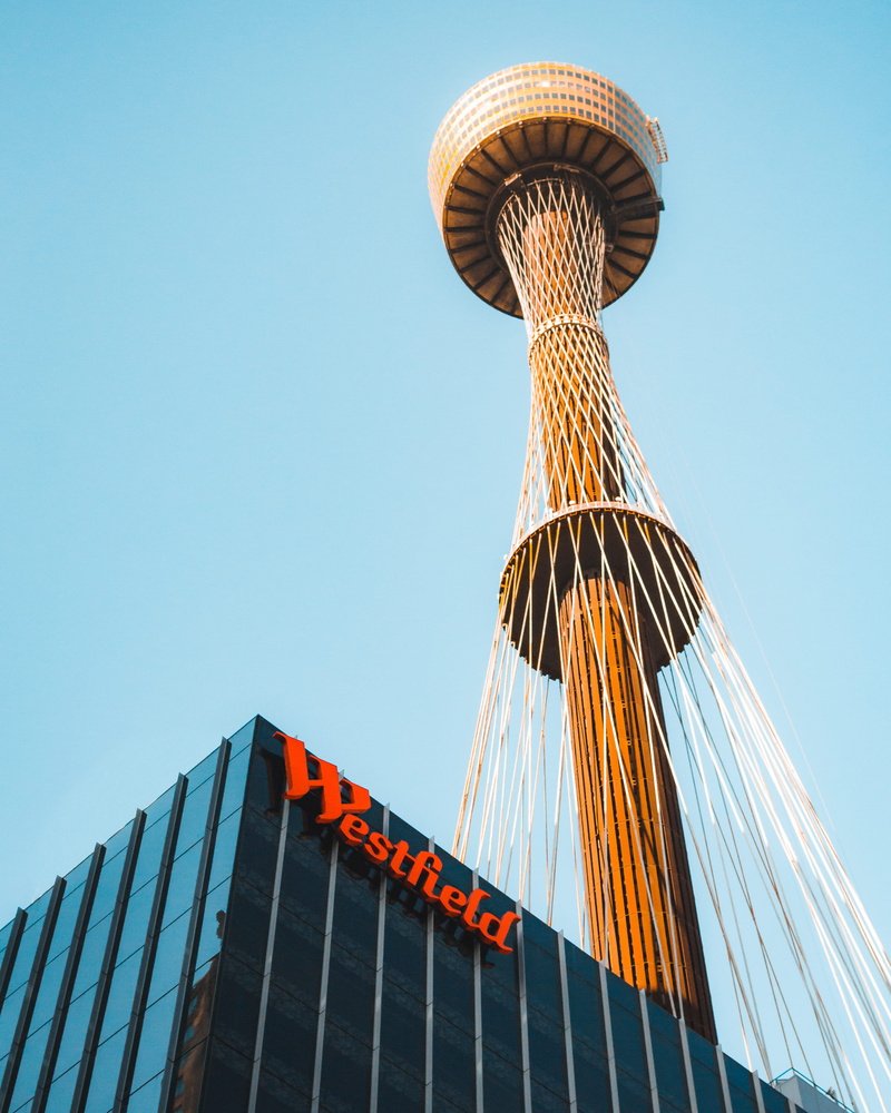 urban, modern, skyscraper, parade, architecture, high rise, blue, glow, concrete, angle, daytime, town, built structure, sign, photography, westfield, sydney