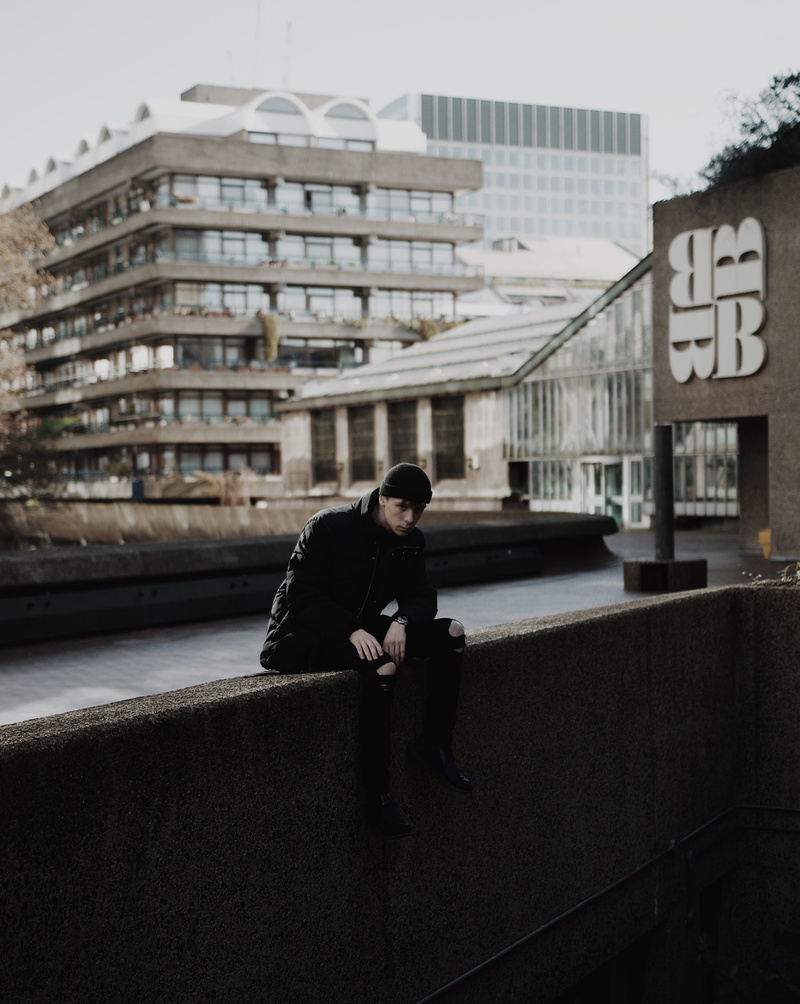 fashion, united kingdom, aesthetic, connection, look, nature, tree, daytime, near, man, barbican centre, full length, lifestyles, contrast, men, built structure