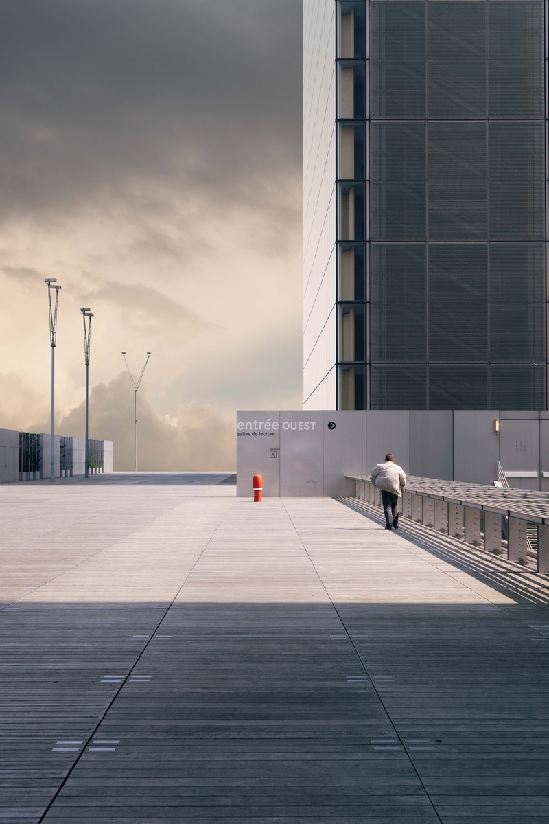 building exterior, solitude, walking, reflection, street, shadow, concrete, empty, office, office building exterior, architectural, urban, outdoors, city