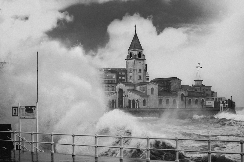 cloud - sky, squall, architecture, transportation, building exterior, gijon, nature, concrete, spain, tower, spire, human, storm, power in nature, no people