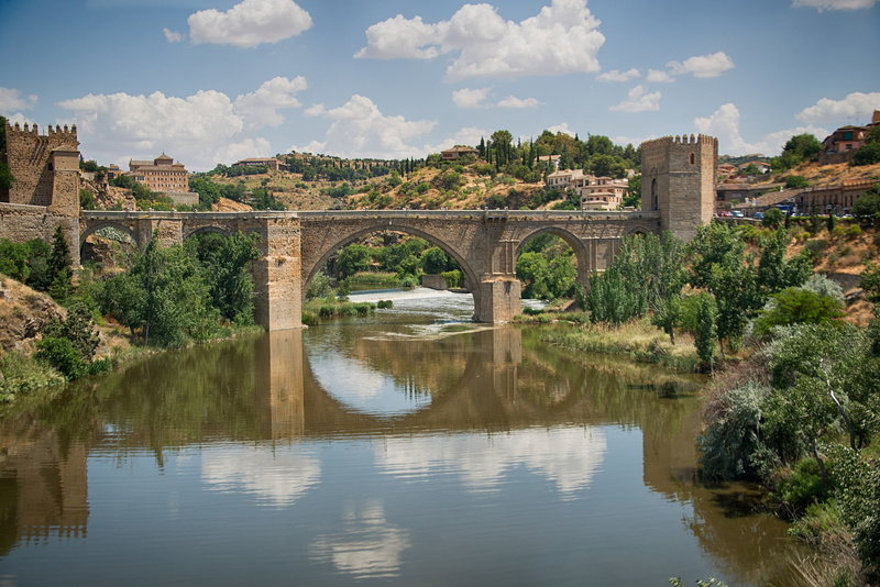 Puente de San Martín, Bridge, Bridges, Toledo, Spain, Reflection, 1080P, River