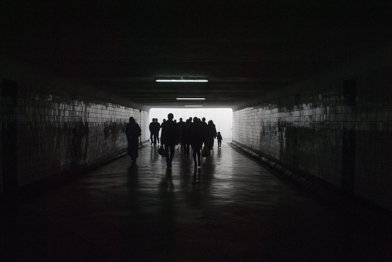 light at the end of the tunnel, tunnel, underground, dark, uzbek, central asia, direction, asia, group of people, shadow, tashkent, wall - building feature