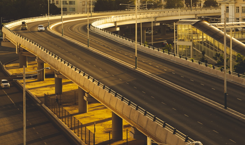 tashkent, transportation, empty, public transportation, architecture, bridge, railroad station, overpass, urban, aerial, high angle view, connection, elevated