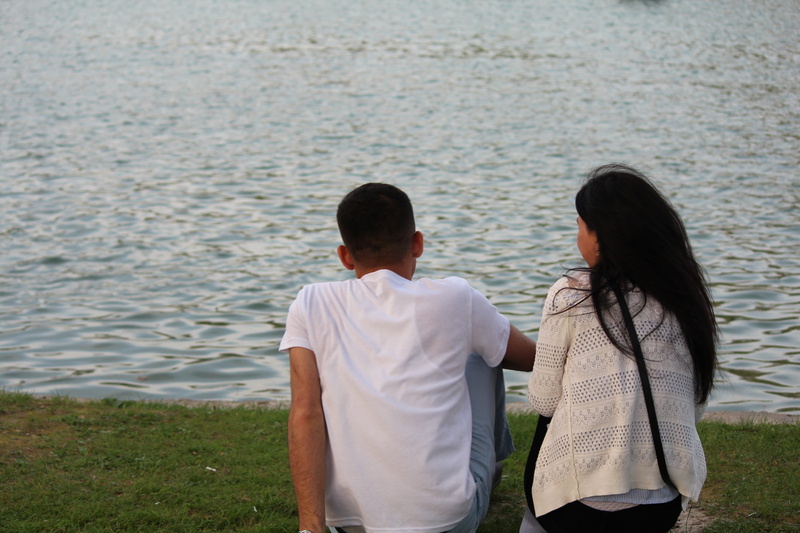 people, water, love scam, couple - relationship, young, lifestyle, anitanola, stroll, romance, love, rear view, men, lake, summer, man, two people, day