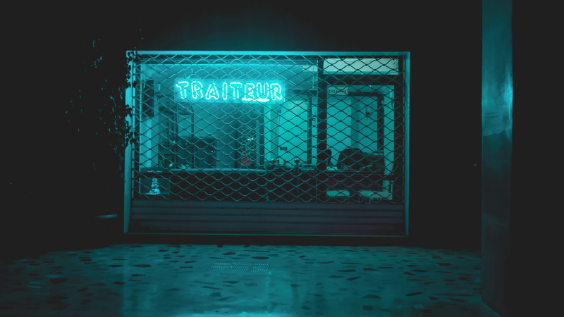 light, safety, architecture, building, neon, security, no people, illuminated, metal, color, lighting, shop, door, window, 4K, built structure, gate, night