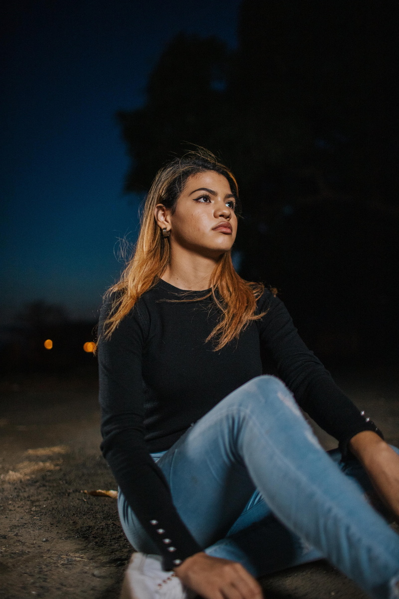 jeans, boot, human, long hair, 5K, clothing, running shoe, full length, young adult, looking away, real people, night, looking, casual clothing, night life