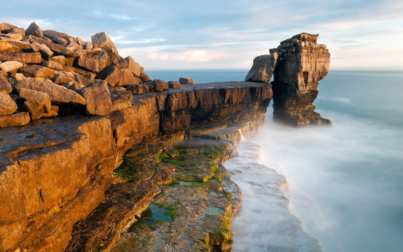 Blocks, nature, sky, cloud - sky, rock formation, land, environment, 1080P, cliff, beach, solid, Foam, Coast, rock, Sea, scenics - nature, outdoors, rock - object