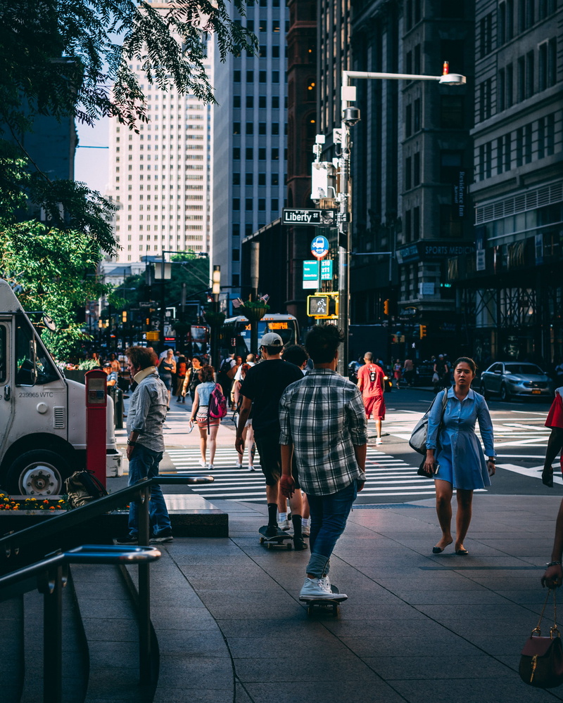 men, mode of transportation, people, women, urban, office building exterior, adult, riding, pedestrian, vehicle, transportation, city, real people, building