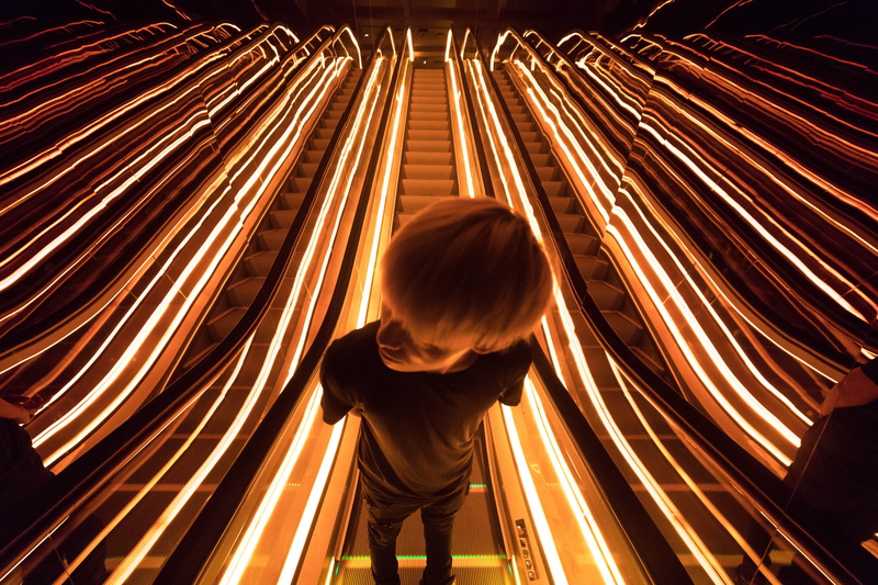 standing, glowing, lowlight, long exposure, light trail, childhood, tron, males, motion, three quarter length, blurred motion, minimal, night, lights, neon