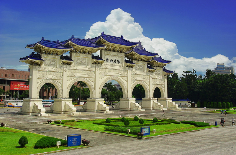 travel, vacations, tourism, tree, incidental people, taipei, building exterior, place, plant, liberty square, fun, photo, memorial hall, sky, famous, park