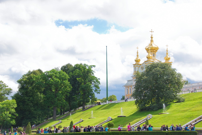 spb, building exterior, sky, peter, grass, crowd, cloud - sky, group of people, petersburg, saint, antique, large group of people, 4K, petrodvorets, wealth