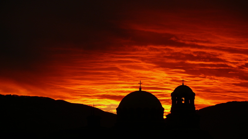 no people, sunrise - Dawn, clouds, alexander nevsky, nature, belief, Sunset, building, Bulgaria, cloud - sky, silhouette, built structure, dome, Church