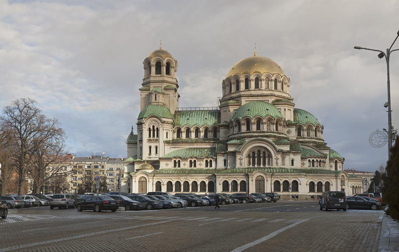 tourism, golden domes, belief, no people, built structure, winter, building, cold, sofia, sky, orthodox, bell tower, 5K, cloud - sky, travel, mode of transportation