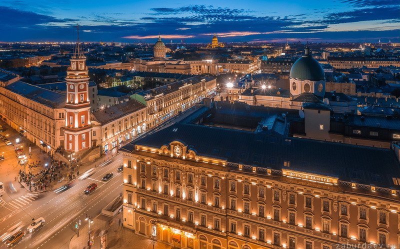 Russia, architecture, Станислав Забурдаев, night city, 1080P, building, Nevsky Prospekt, Saint Petersburg