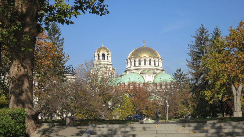 travel, alexander nevsky cathedral sofia, 2K, no people, built structure, outdoors, architecture, religion, plant, day, sky, green color, history, belief