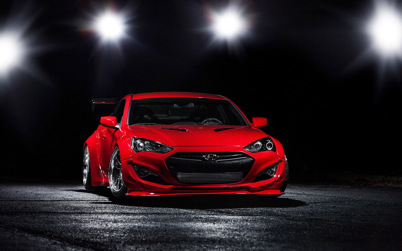 motor vehicle, spotlight, luxury, studio shot, night, Cars, coupe, transportation, illuminated, btr, genesis, Hyundai, 2K, emotion, road, risk, indoors