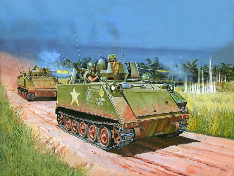 Vietnam., land, USA, nature, field, military, conflict, smoke - physical structure, government, army, transportation, 1960s., war, armored tank, plant