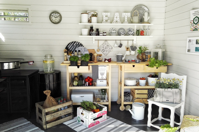 white, apartment, crate, summer, dinner party, brown, party, watering can, green, potted plant, decoration, terrace, home, home Interior, indoors, decor