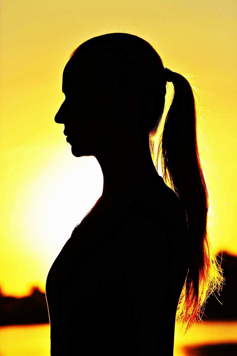sunset, sunrise, lifestyles, close-up, only women, Plait, studio shot, standing, portrait, yellow, profile view, one woman only, hairstyle, Woman, adult
