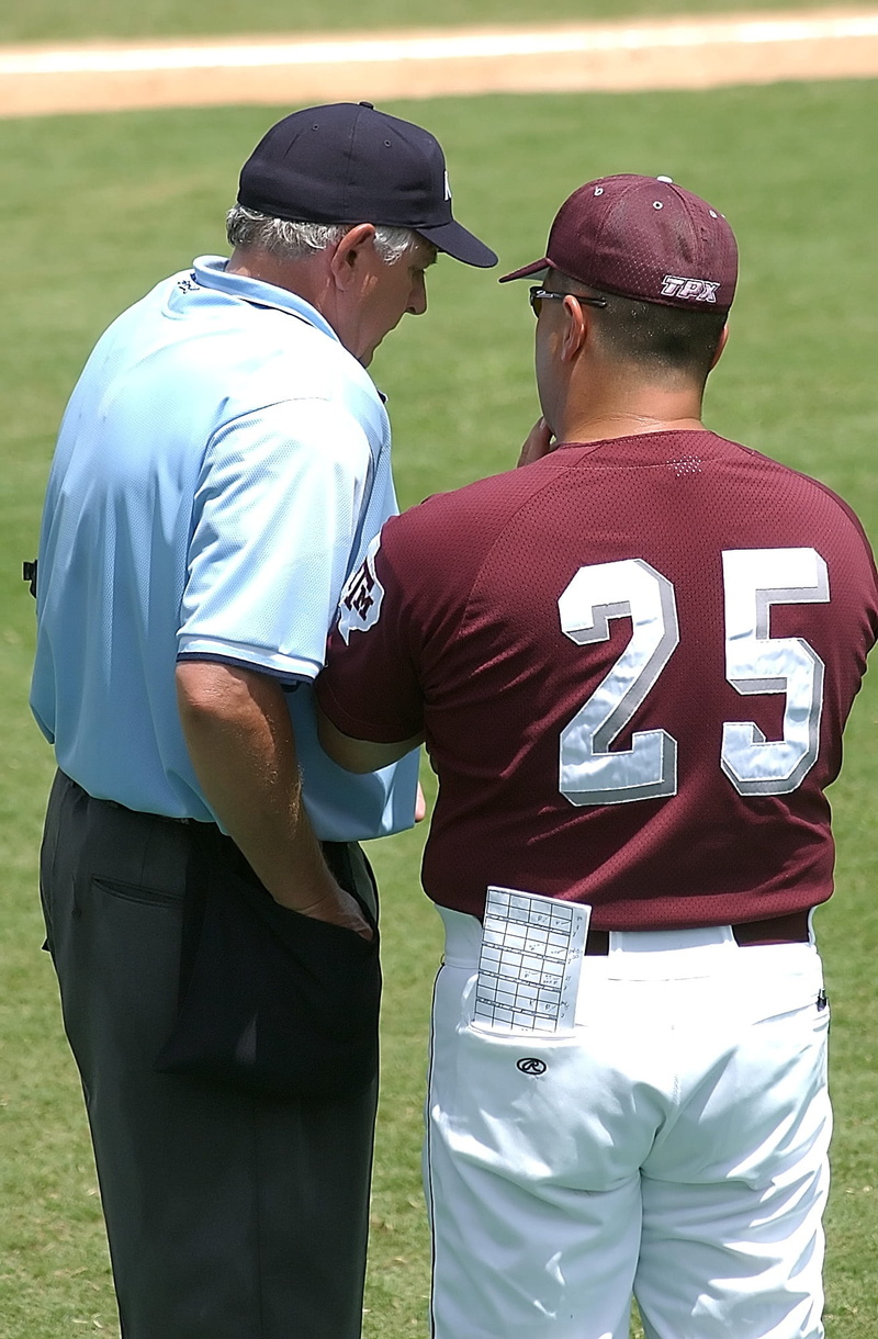 two, outdoors, sport, people, umpire, discussion, 1080P, dispute, official, baseball, lifestyles, casual clothing, males, cap, nature, togetherness, male