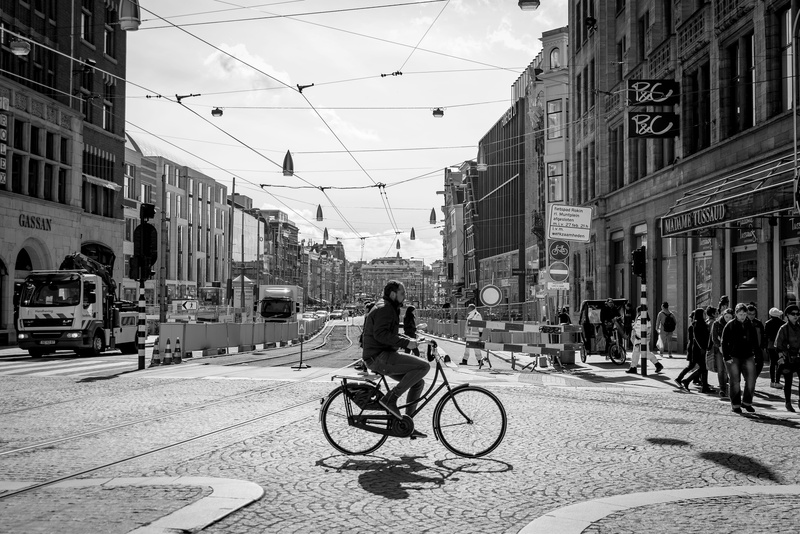 netherlands, city street, city, 5K, bicycle, tram, street, building exterior, land vehicle, real people, nature, built structure, architecture, building