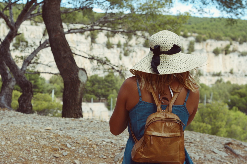 plant, trees, sun hat, focus on foreground, women, tree, 4K, backpack, three quarter length, hat, outdoors, woman, one person, straw hat, nature, hair