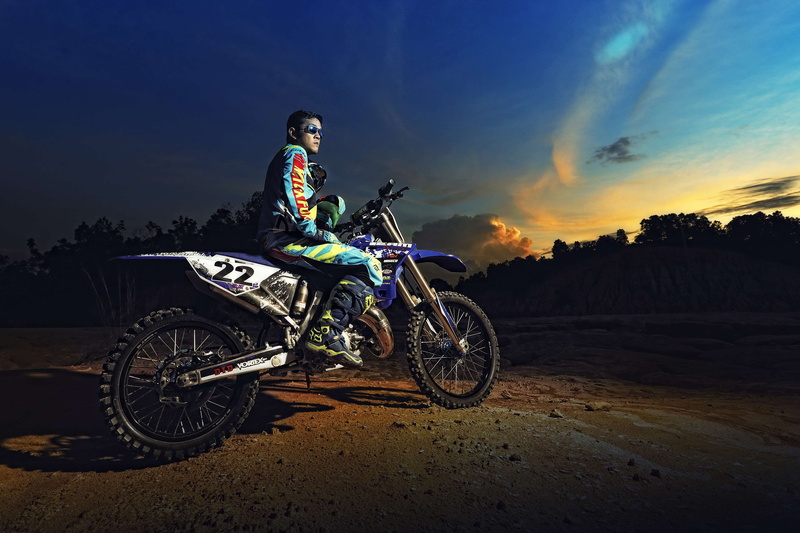 outdoors, motorcycle, pekanbaru, motocross, extreme sports, indonesia, sky, yamaha, full length, one person, dark, headwear, yz125, mode of transportation