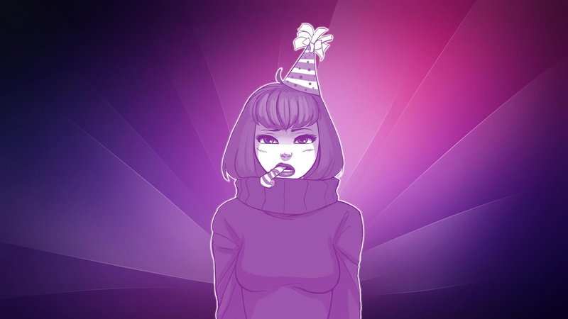 illustration, neck, woman, hat, anime, sweater, girls, anime girls, party, turtle, girl, 1080P