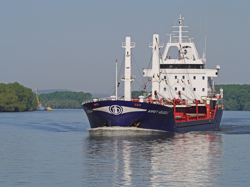 freighter, moored, loading, freight transportation, delta, 4K, no people, tulcea, bow wave, sidearm, transportation, day, romania, nautical vessel, sea