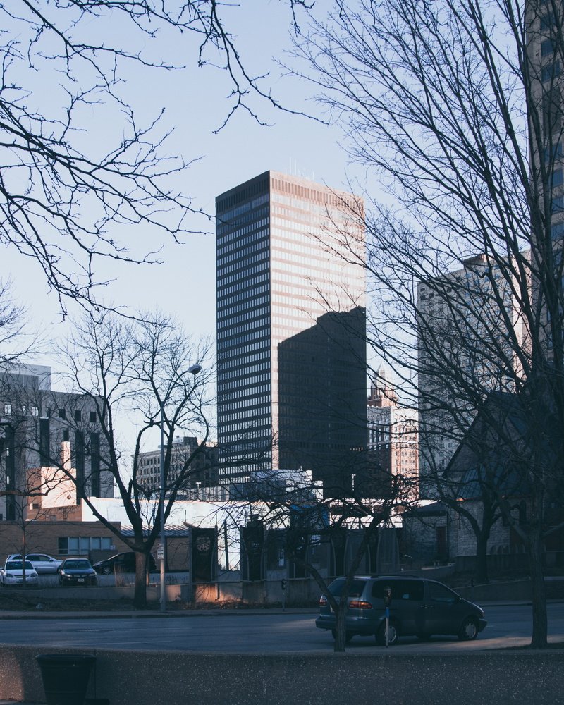 nature, city life, united states, tree, architecture, city, modern, day, bare tree, building, sky, outdoors, des moines, building exterior, transportation