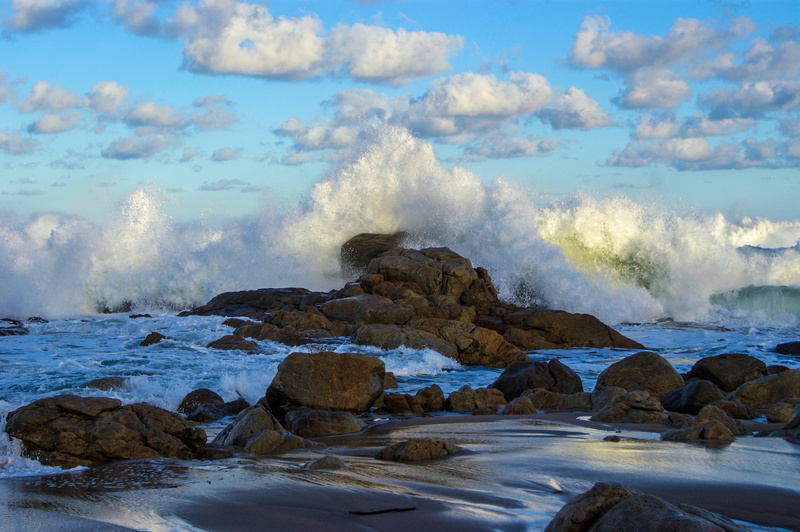 tide, sa, sand, landscape, africa, south, clouds, beach, holiday, sky, rock - Object, sea  water, outdoors, blue, weather, spray, black, Seascape, storm