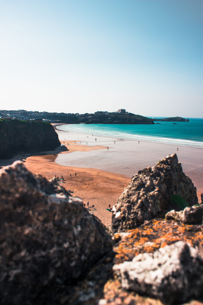formation, nature, sand, solid, waves, looking down, sky, newquay, beach, summer, rock - object, rocks, coastal, rock, land, tranquil scene, ocean, day