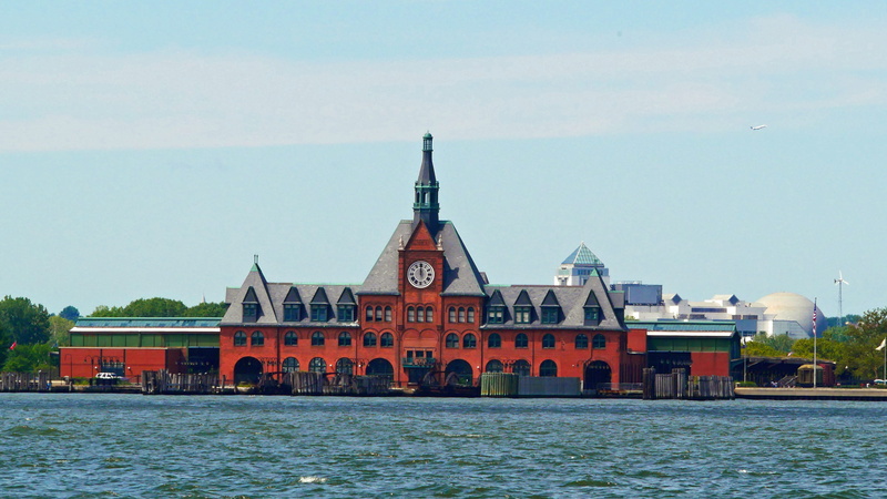 battery park, built structure, tower, new york harbor, spire, architecture, waterfront, park, historic, pier, terminal, central railroad of new jersey terminal