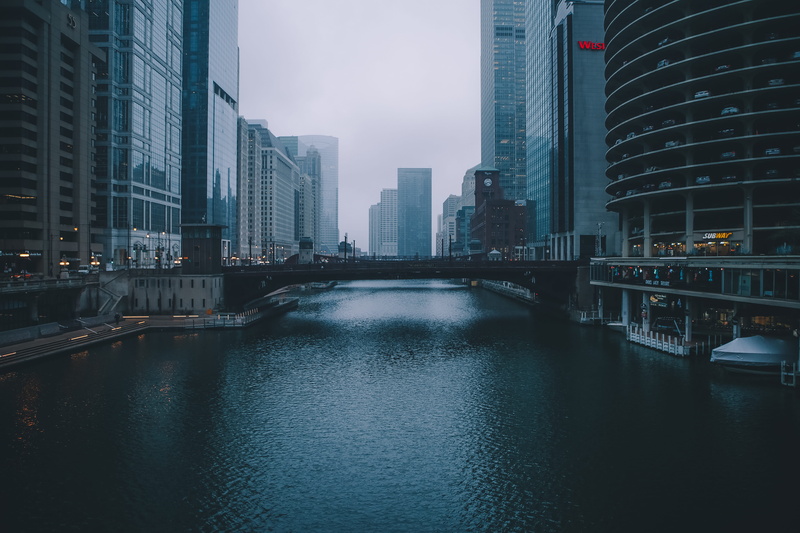 building, bridge, sky, office building exterior, 5K, architecture, modern, financial, cloud, gray, near, buildings, chicago, focus, reflection, office