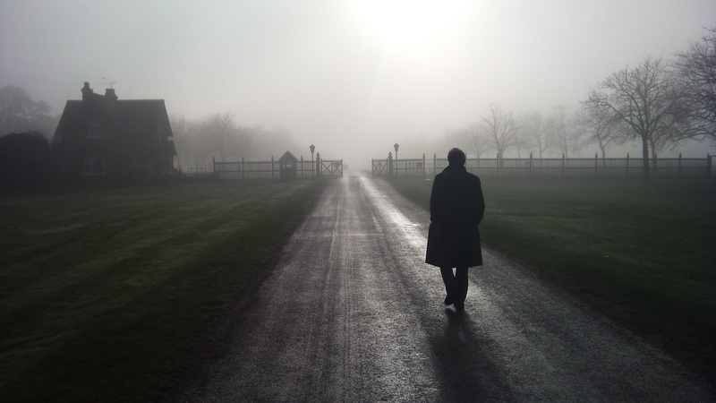 walking away, road, nature, grass, one person, walking, the long walk, rear view, winter, sky, old man, united kingdom, 2K, transportation, mysterious