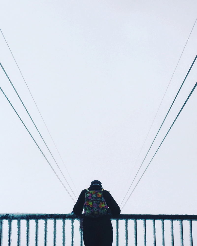 mystery, looking at view, standing, mountain, sandy, women, architecture, real people, bridge, unknown, clear sky, bridge - man made structure, winter