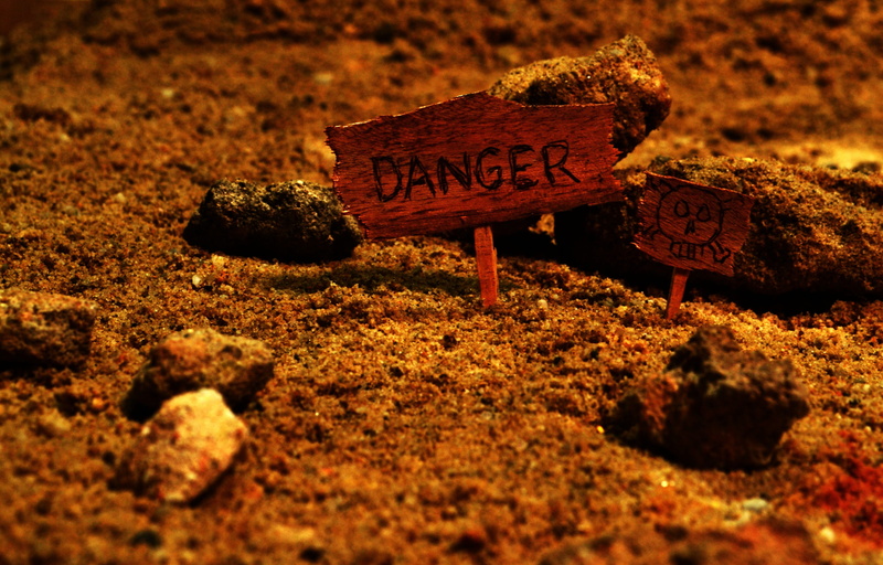 concepts And Ideas, dirt, Dangerous, land, communication, field, soil, board, Danger, close-up, capital letter, no People, rock, caution, surface level