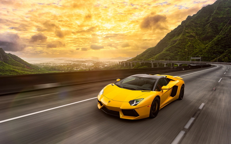 road trip, transportation, sports, sunset, land vehicle, aventador, hd, scenics - nature, sky, cloud - sky, car, speed, 1080P, gallardo, beauty in nature