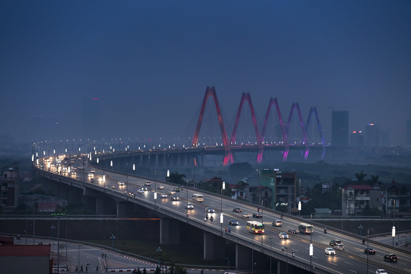 building exterior, transportation, water, dusk, travel destinations, houses, cars, bridge - man made structure, gray, connection, city, downtown, bridge