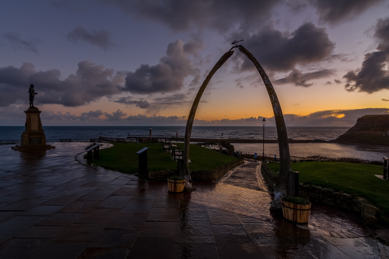 cloud - sky, wet, yorkshire, tranquil scene, reflections, moody, sea, view, uk, land, whitby, non-urban scene, pier, historic, sky, clouds, architecture