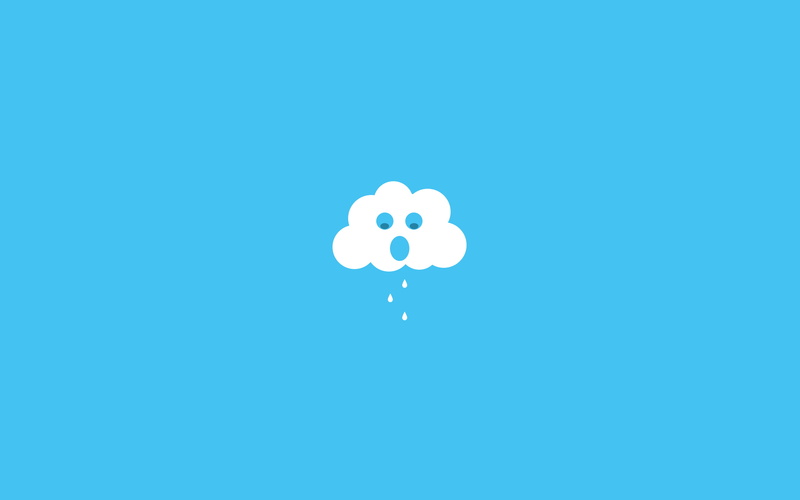 rain, minimalism, cyan, 2K, cyan background, clouds