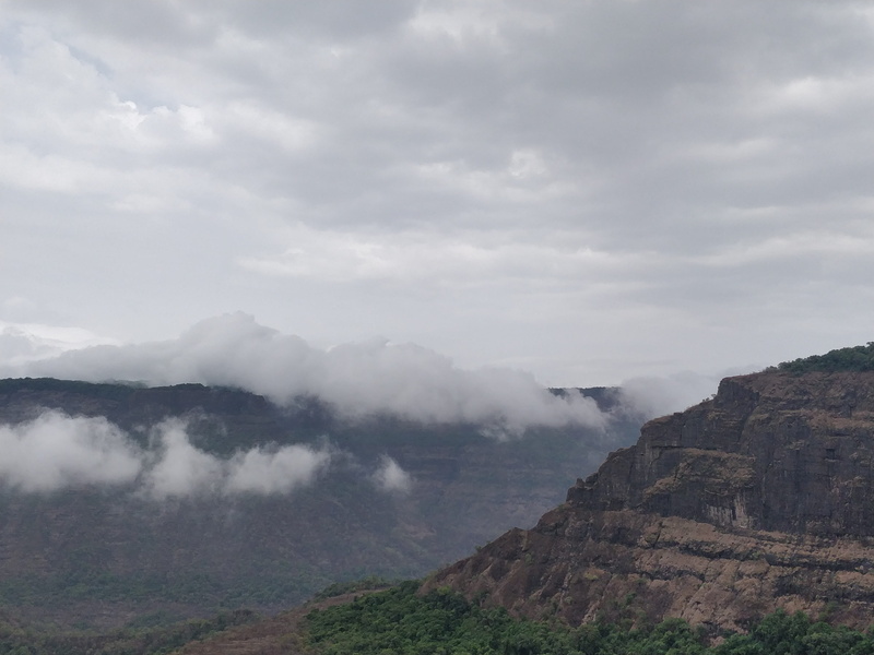 mobile photography, geology, smoke, hike, non-urban scene, background, tranquility, kalavantin durg, trek, idyllic, land, no people, environment, forest